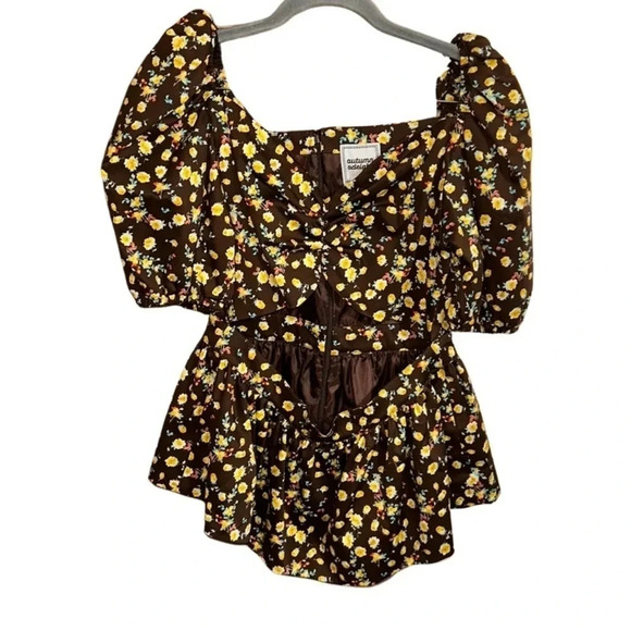 Autumn Adeigbo Bridgette Floral Cut-Out Preplum Blouse Size 10 - Picture 11 of 11